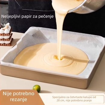 Parchment papir za tortne rolade, kvadratni kalup 28 cm, otporan na masnoću, neprianjajući, zadebljan i otporan na curenje, kvadratni papir za pečenje za kućnu uporabu