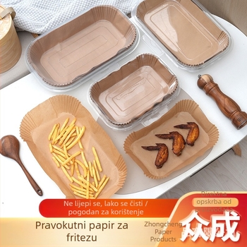 Pravokutni papir za pergament za fritezu na zrak, neprianjajući, prehrambene kvalitete, premaz silikonom