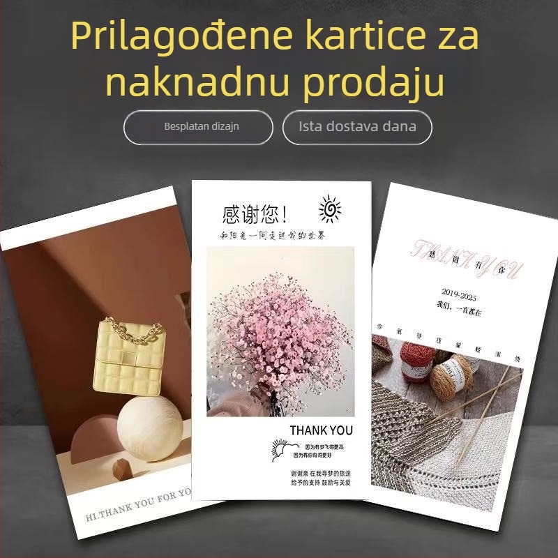 Prilagođene kartice, razne vrste razglednica, etikete za odjeću, zahvalnice, kartice za postprodaju, tiskanje u malim nakladama