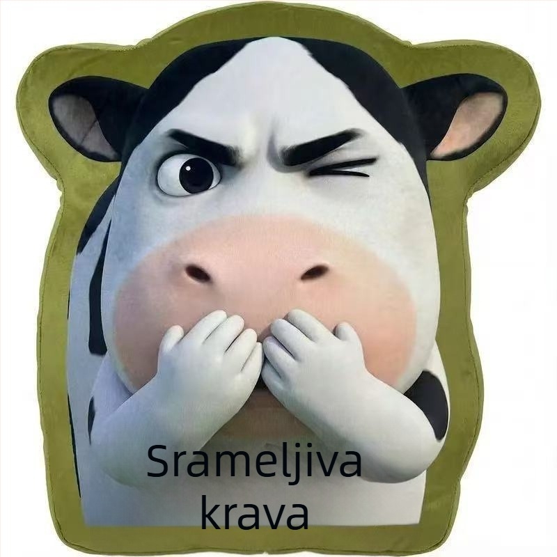 Plišani jastuk s apstraktnim travnatim dizajnom i karikaturom krave, za potporu naslona kreveta ili kauča, novi model, poklon za rođendan