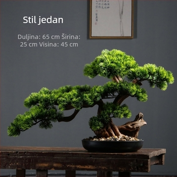 Zen inspirirani umjetni bor bonsai za ured i dnevni boravak, dekorativni komad za ulaz, poklon za otvorenje.