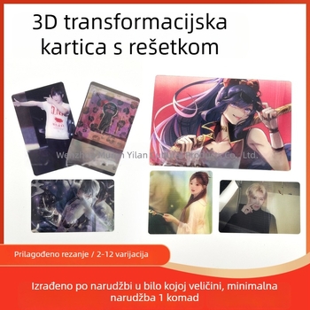 Ispisana kartica s gradijentom i 3D transformacijom, dvodjelna kreativna kartica, magnetska kartica za hladnjak s crtanom po narudžbi