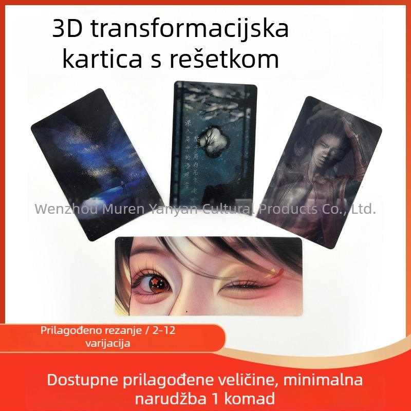 Ispisana kartica s gradijentom i 3D transformacijom, dvodjelna kreativna kartica, magnetska kartica za hladnjak s crtanom po narudžbi