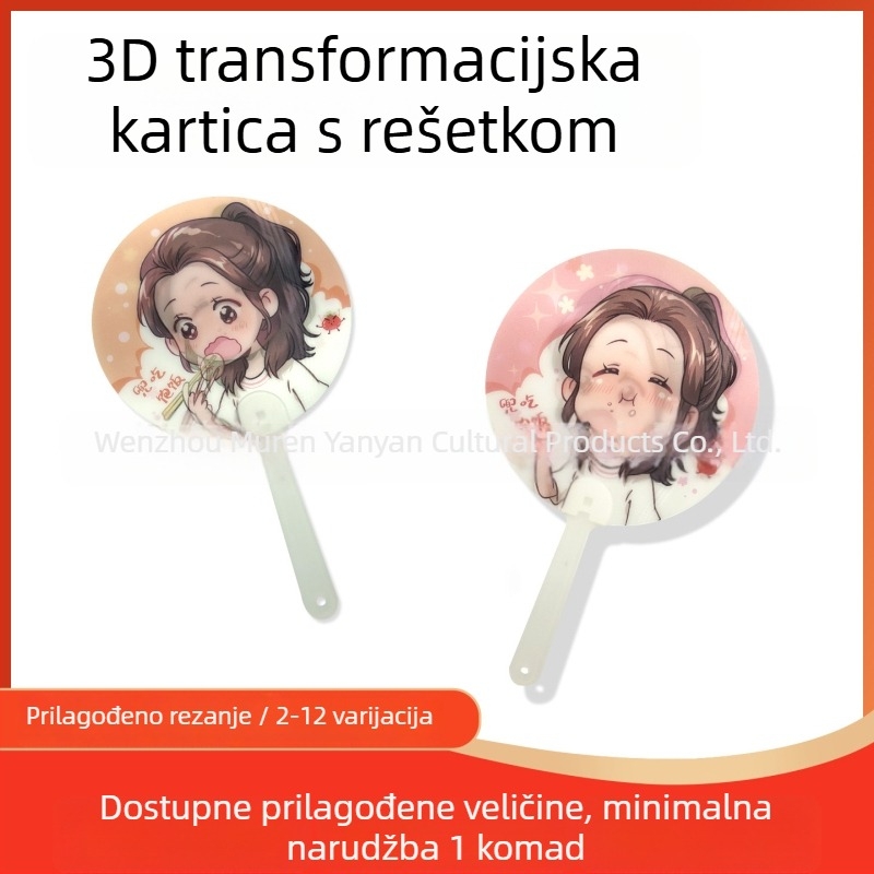 Ispisana kartica s gradijentom i 3D transformacijom, dvodjelna kreativna kartica, magnetska kartica za hladnjak s crtanom po narudžbi