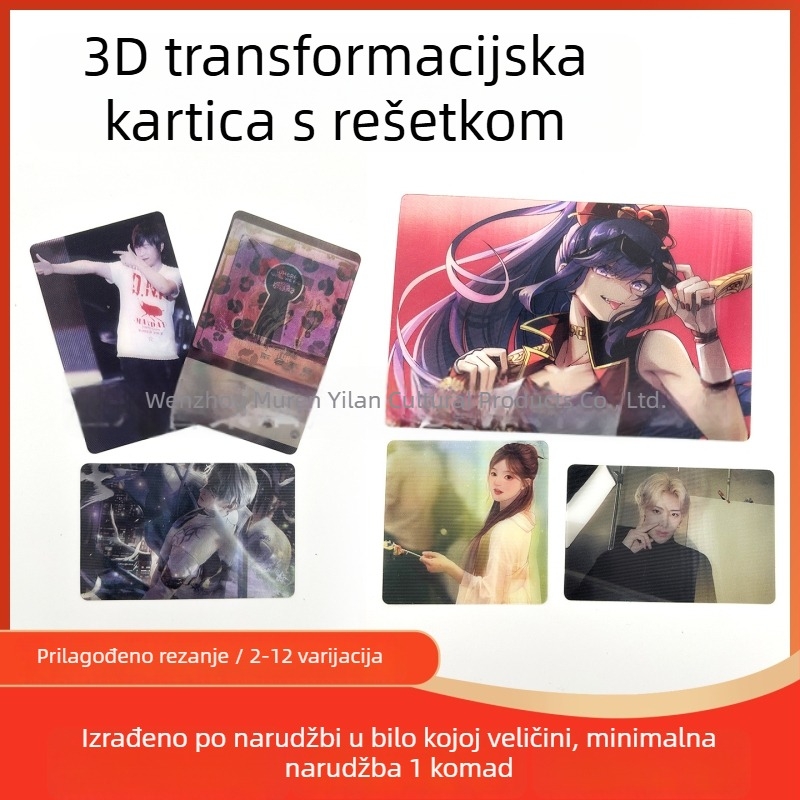 Ispisana kartica s gradijentom i 3D transformacijom, dvodjelna kreativna kartica, magnetska kartica za hladnjak s crtanom po narudžbi