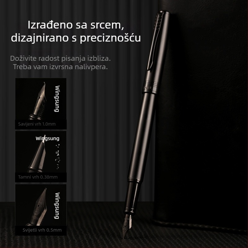Vječna Crna Vojnička Pero od Čelika za umjetnost i kaligrafiju, studentsko tvrdo pero, kreativni dar, poslovni potpis, vrhunska kvaliteta