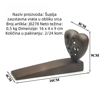 Lijevani željezni stopper za vrata u obliku srca — dekorativan, otporan na udarce