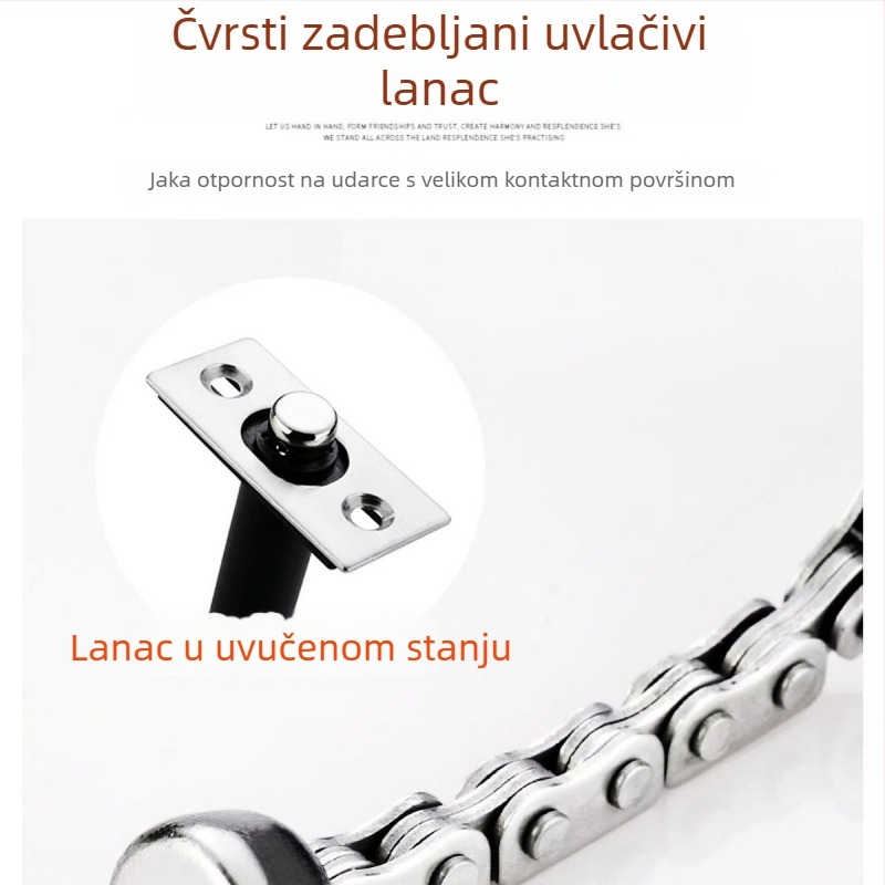 Skriveni sigurnosni lanac za vrata – protiv krađe, za hotele i kućnu upotrebu, moderni minimalistički dizajn, cinkova legura, elektroplatirani završni sloj