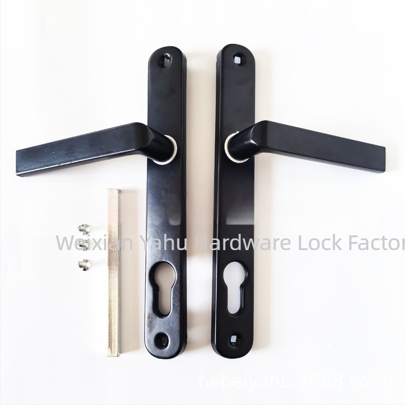 Ručka za vrata od aluminijske legure, tip 85, panel od plastiko-čelika, crna