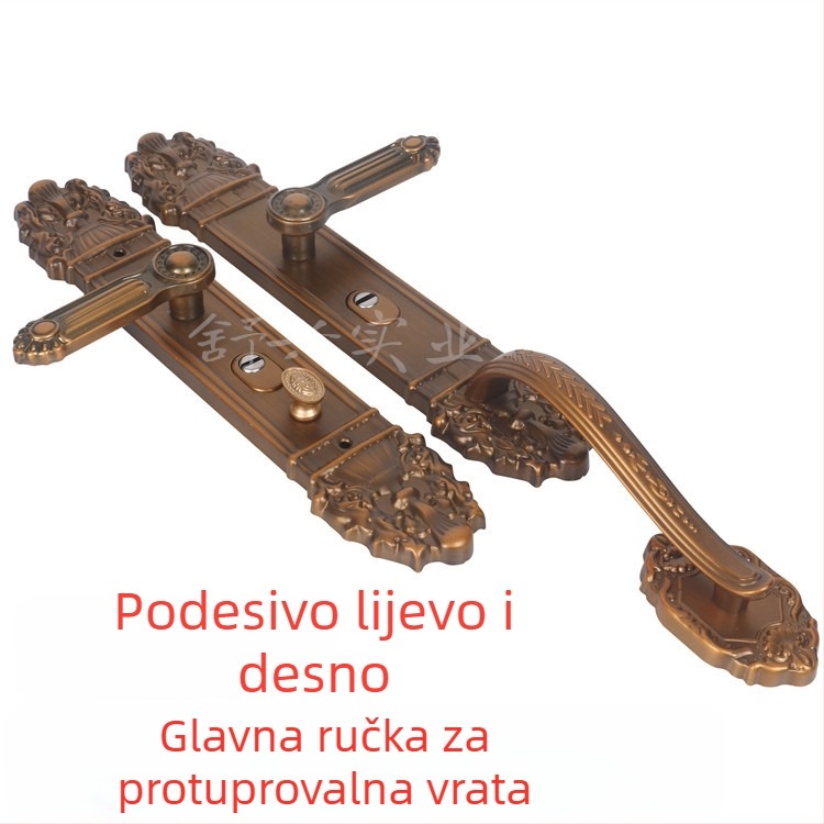 Protivkrađa kvaka za dvostruko otvaranje vrata vile, kovana pločasta ručka za panel, ugradnja na panel, raspored rupa 235 mm, pribor za zaključavanje