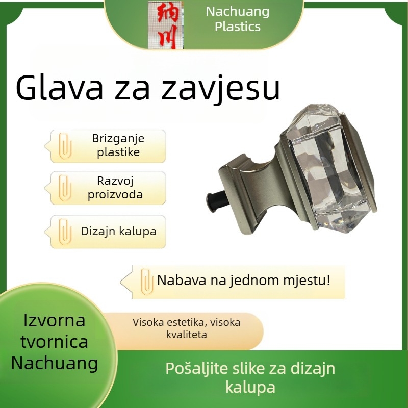 Deblj završni dio četverokutne zavjese šipke – minimalistička rimska glava, dvostruka završna kapa, bočni ili gornji ugradnja