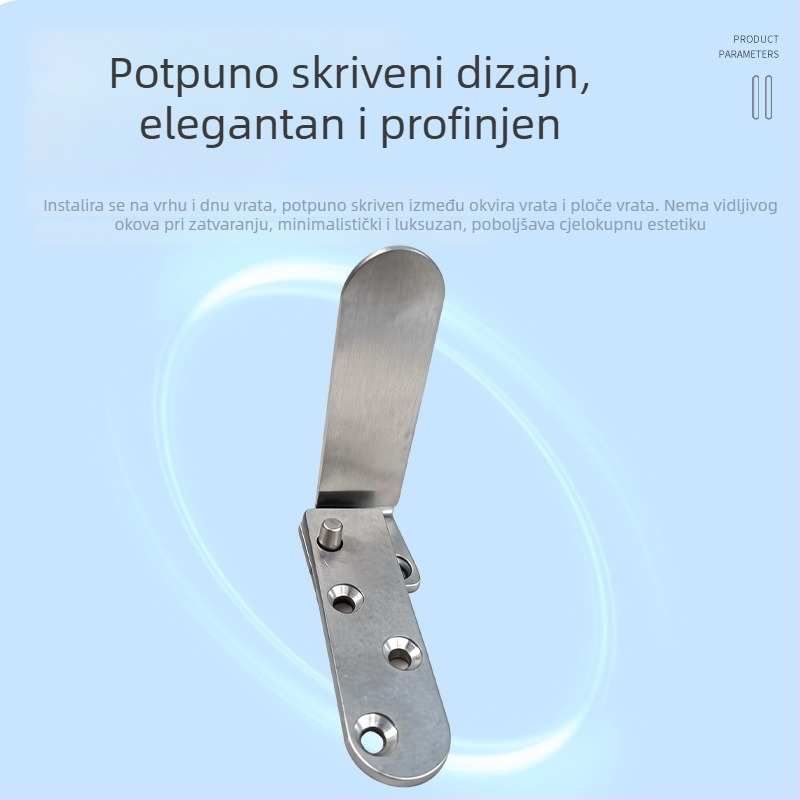 Panta za vrata od nehrđajućeg čelika 304, nosivost 60–80 kg, pogodna za drvena vrata i čelične okvire, otvaranje 90°.