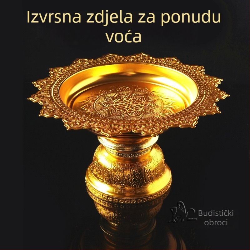 Pozlaćeni Buddha pladanj za ponudu s lotosnim postoljem, pladanj za voće, pladanj Manza