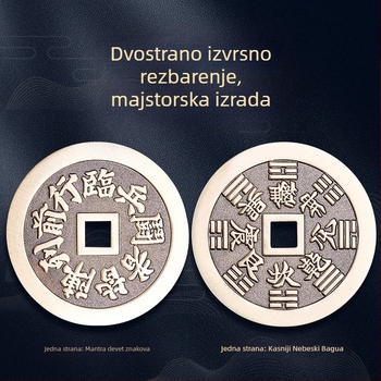 Taoistički bakreni amulet s devet znakova mantre za mir i zaštitu