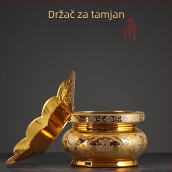 Kadidilna posuda s držačem i hvatačem pepela, težak legirani poklopac, ručna izrada