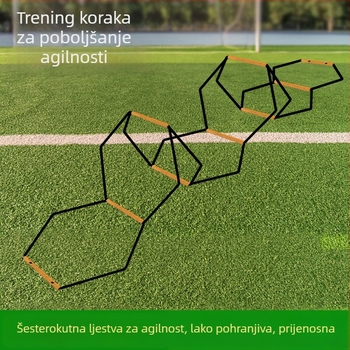 Nova šesterokutna ljestvica agilnosti za nogometnu trening, krug agilnosti i višenamjenski trening prsten sa vrećom za pohranu