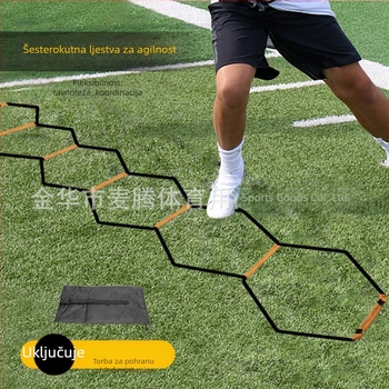 Nova šesterokutna ljestvica agilnosti za nogometnu trening, krug agilnosti i višenamjenski trening prsten sa vrećom za pohranu
