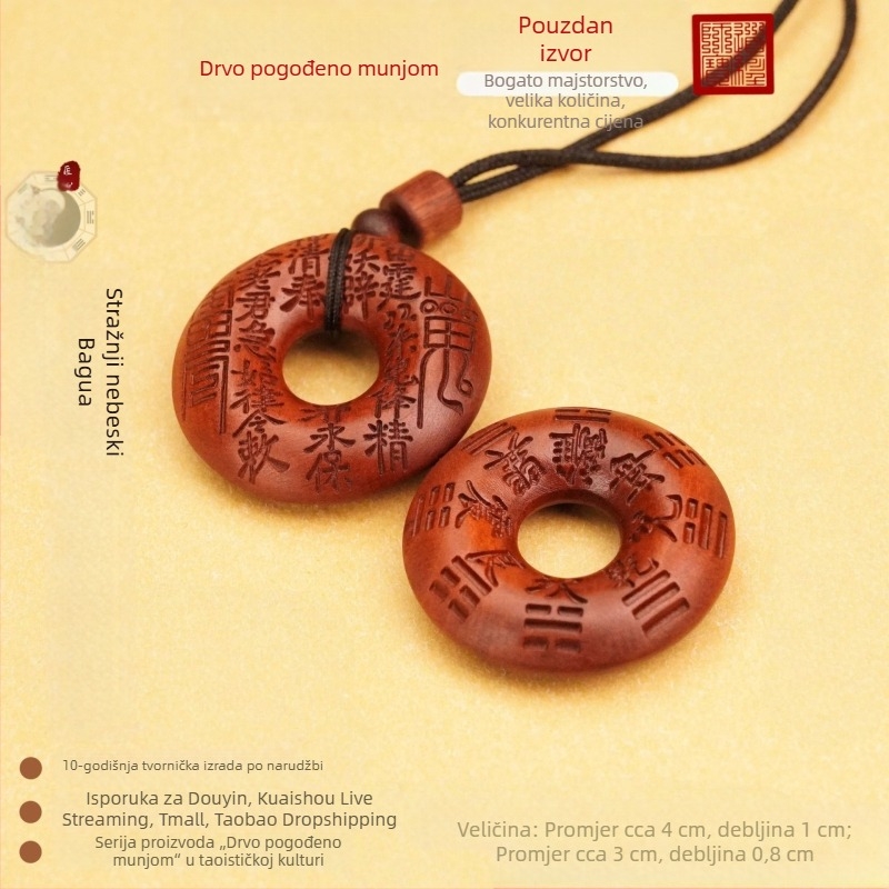 Bagua privjesak od drveta jujube – taoistički amulet