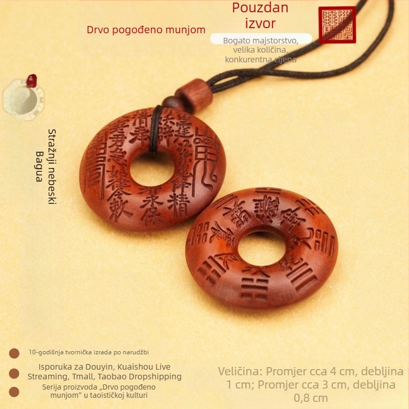 Bagua privjesak od drveta jujube – taoistički amulet