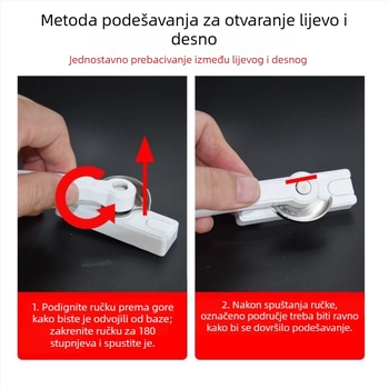 Dvostrana polumjesecna brava za klizne prozore, aluminijska legura, kvadratna ručka