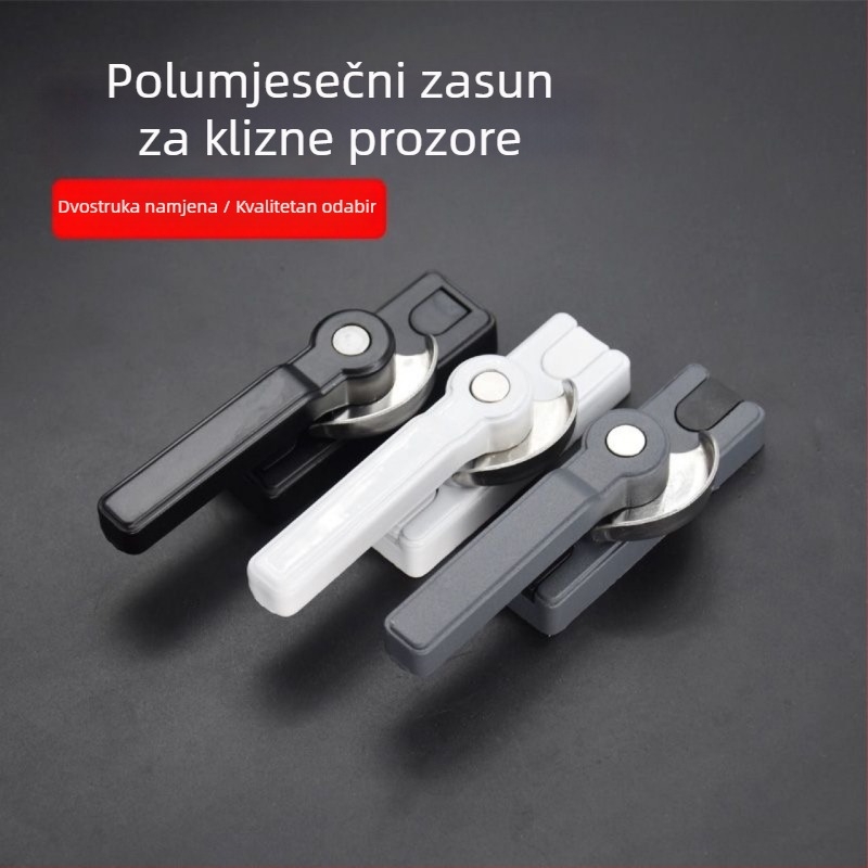Dvostrana polumjesecna brava za klizne prozore, aluminijska legura, kvadratna ručka