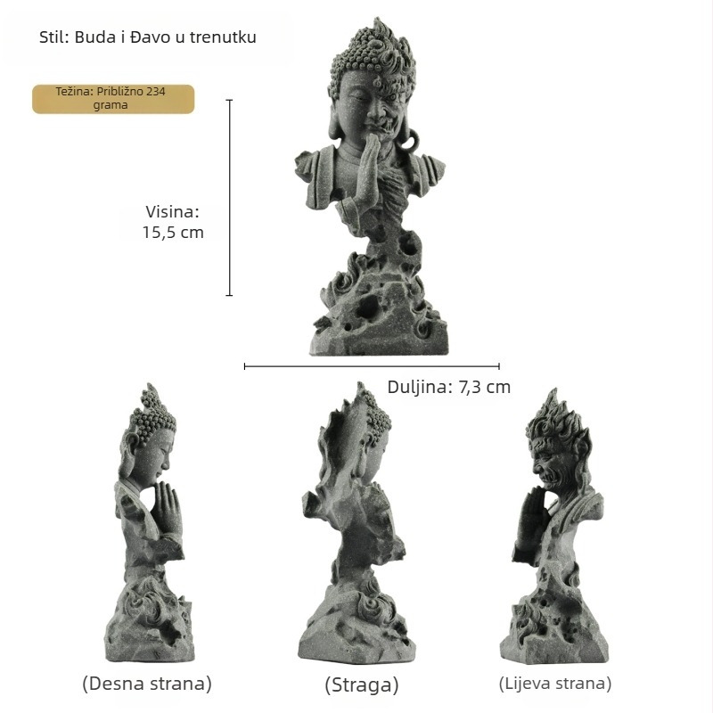 Zen Buda kip s motivom demona za ukrašavanje akvarija i stolnu dekoraciju čajne sobe