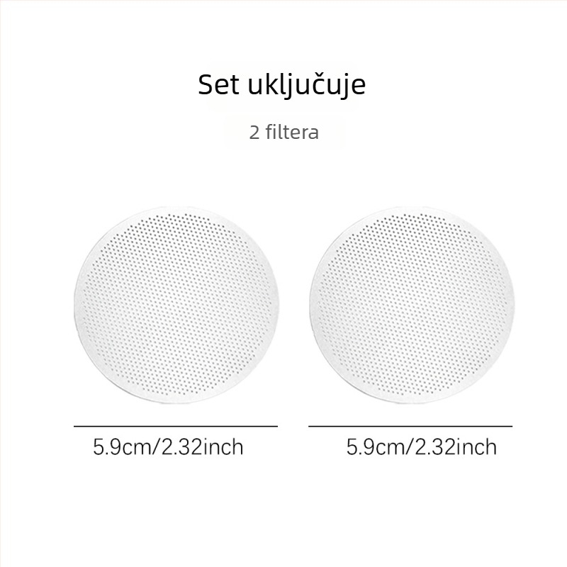 Set od 2 metalnih filtera za moka lonac, veličine 56/59/61/65/68 mm, za ručno kuhanje kave, s filtr papirima