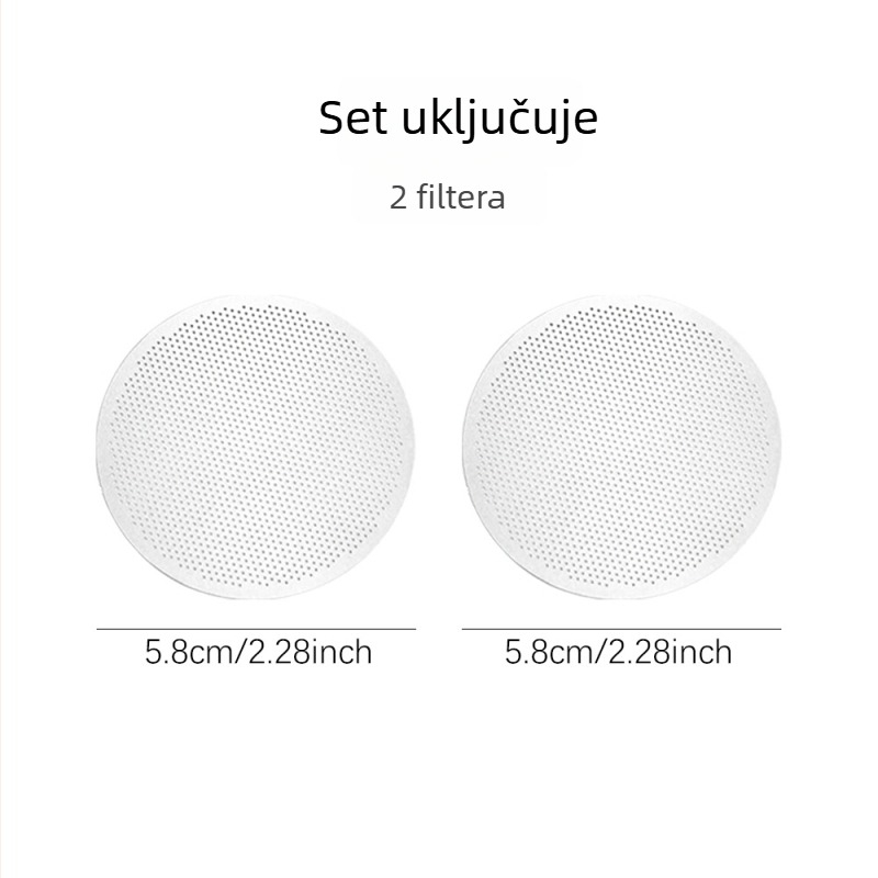Set od 2 metalnih filtera za moka lonac, veličine 56/59/61/65/68 mm, za ručno kuhanje kave, s filtr papirima
