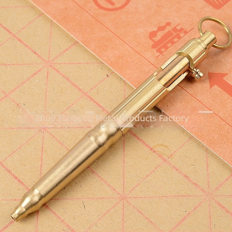 Mesing pero, ručno izrađeno, retro stil, taktičko pero s bolt-mehanizmom, metalno, dar za potpis