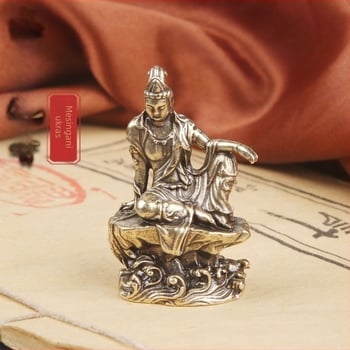 Vintage latunska statua Guanyin na stolu, Water Moon stilom