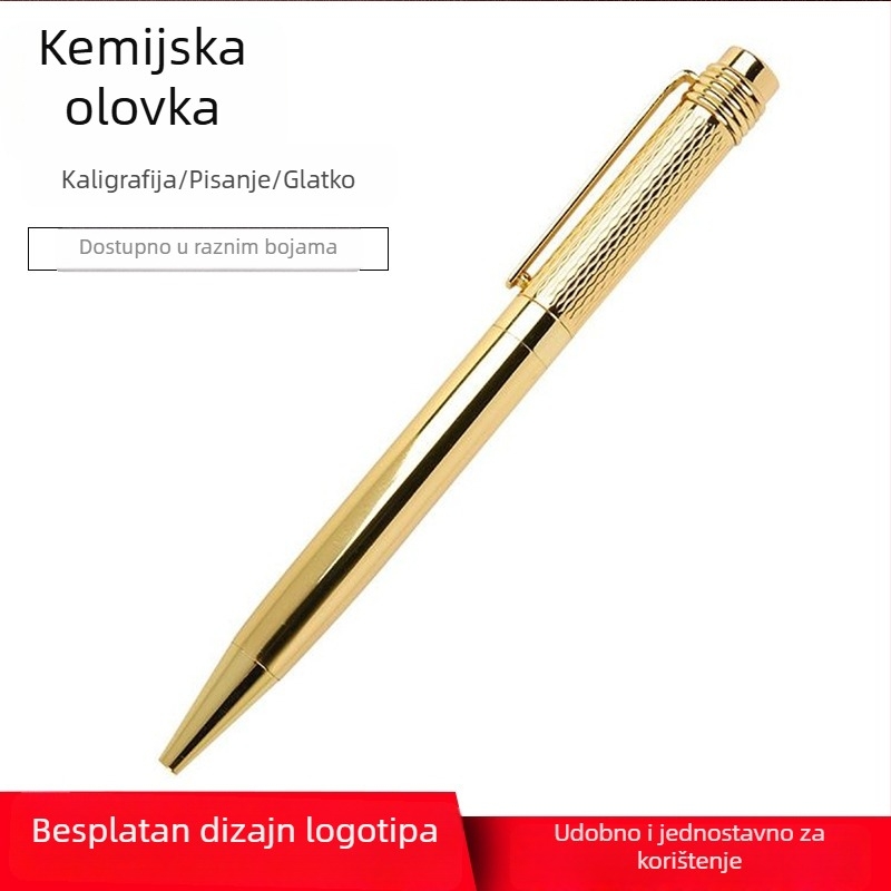 Kreativna gravirana metalna kuglična olovka, poslovni poklon, ured i potpisivanje; moguć tisak logotipa