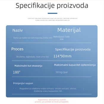 Klipovi od nehrđajućeg čelika za staklene šarke u kupaonici, tuš kabini i vinskom ormariću; pričvršivački klipovi otporni na habanje i hrđu