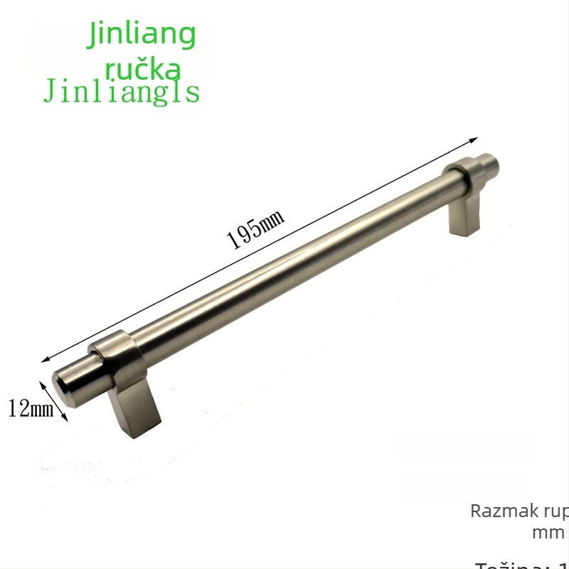 Moderna jednostavna ručica za vrata garderobe i ladicu — čvrst metal, razmak rupa 160 mm, širina 29 mm