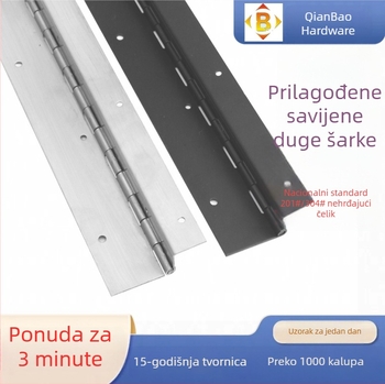 Šarka od nehrđajućeg čelika 316/304/201, dugačka i debela za vrata ormara i pregrade, dvostruko savijena