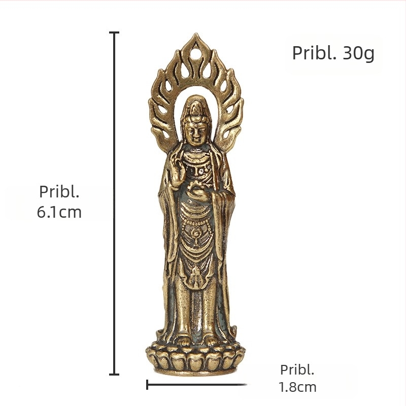 Mesing statua Guanyin, stojći Bodhisattva s Kolesom Dharme, stolna dekoracija