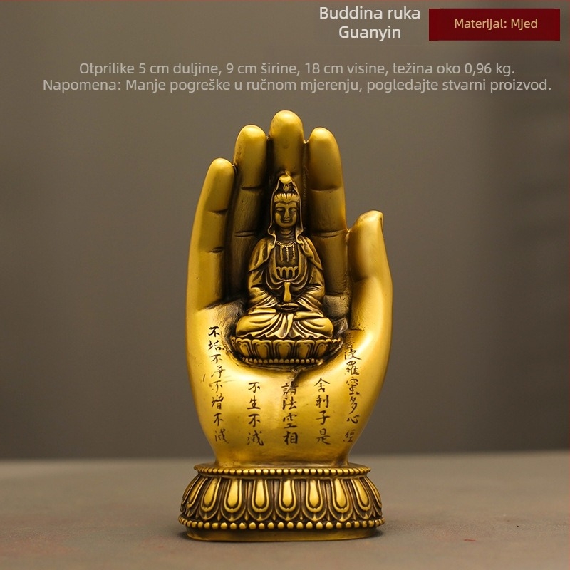 Brončana statua Guanyin Bodhisattva sa zen motivom Heart Sutra, ukras za kućni oltar s tisućama ruku