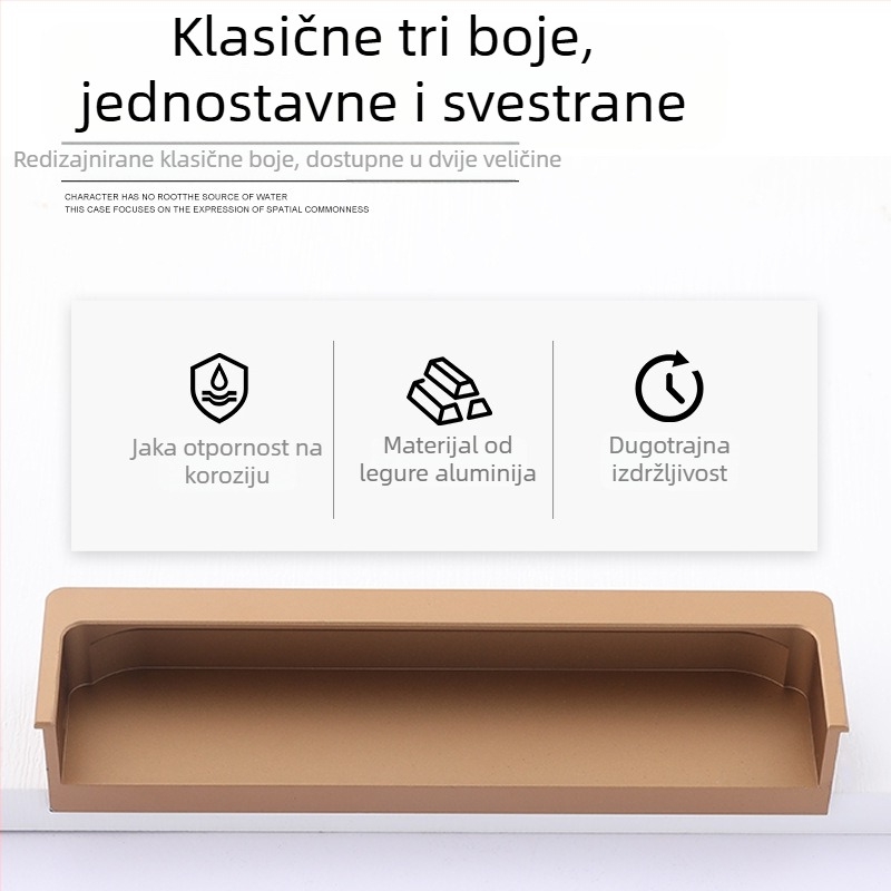 Moderna skrivena ručka od aluminijske legure za garderobne ormariće