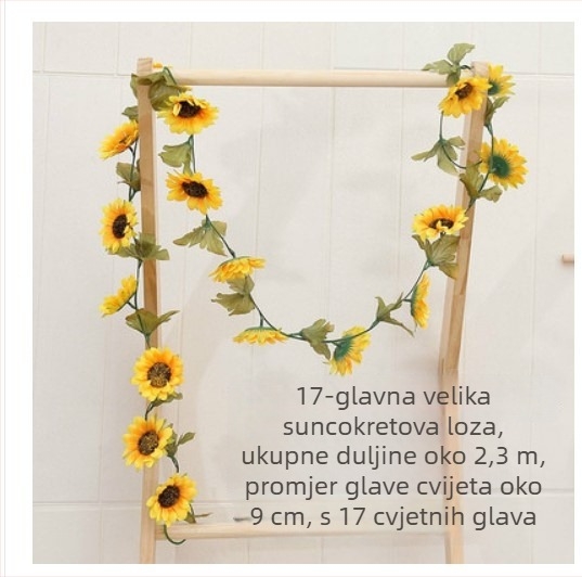 Umjetna vinova loza sa suncokretima od svile, dekoracija za kanal klimatizacije