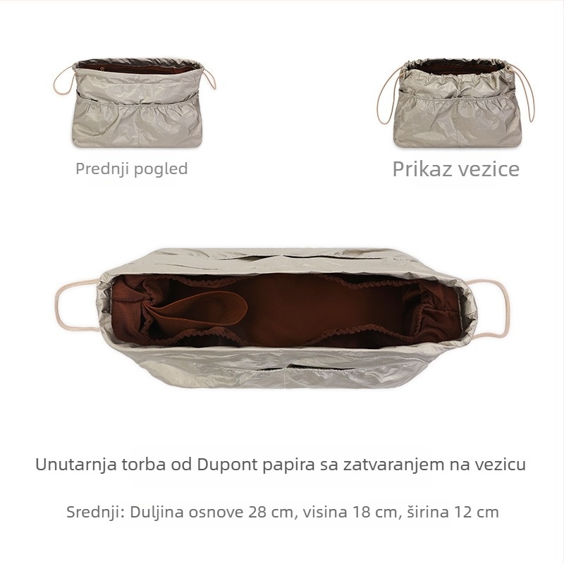 DuPont papir unutarnja vrećica za tote s šnurlom, dijelom i ugrađenim džepom, lagana podstava
