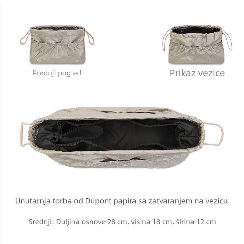 DuPont papir unutarnja vrećica za tote s šnurlom, dijelom i ugrađenim džepom, lagana podstava
