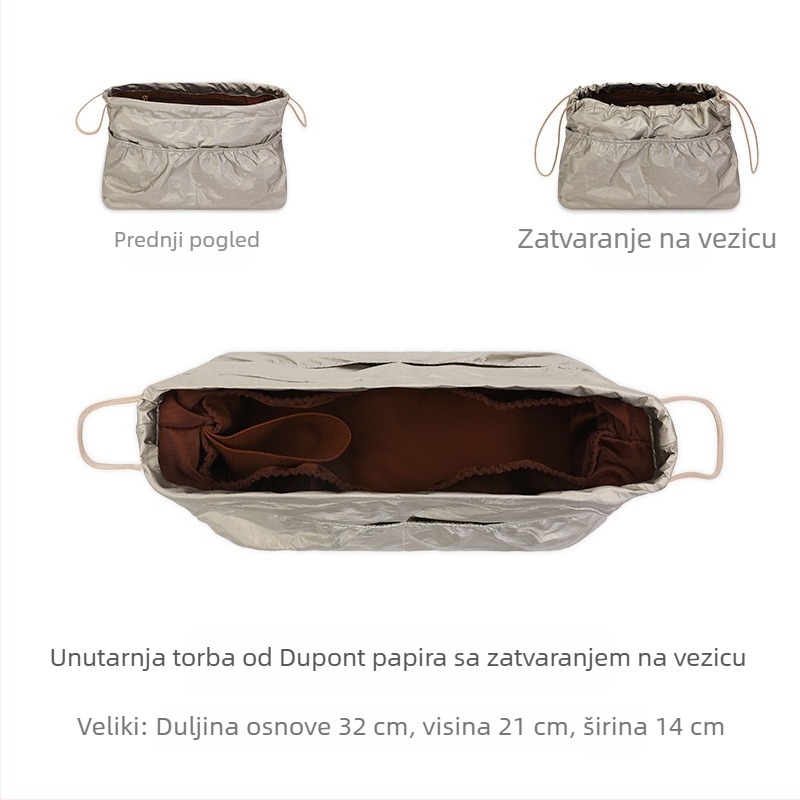 DuPont papir unutarnja vrećica za tote s šnurlom, dijelom i ugrađenim džepom, lagana podstava