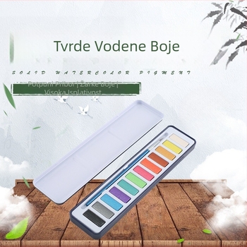 12-bojni čvrsti gouache set za akvarel, prenosni za studente za skice i umjetnički dnevnik