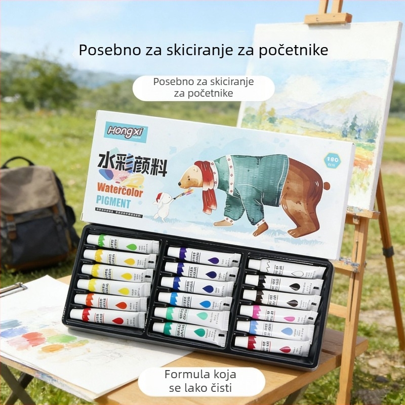 Set akvarela 12 boja, 6 ml, za učenike, djecu i početnike