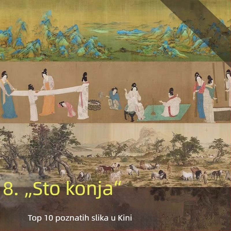 Tapete kineskog stila s portretima dama i klasičnim pejzažnim slikama, retro inspiracija