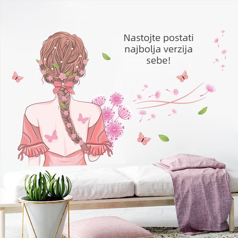XY7008 Samoljepljiva zidna naljepnica za dječju sobu za djevojčice, dekor spavaće sobe, crtani stil, jednofarbni dizajn, PVC vodootporan
