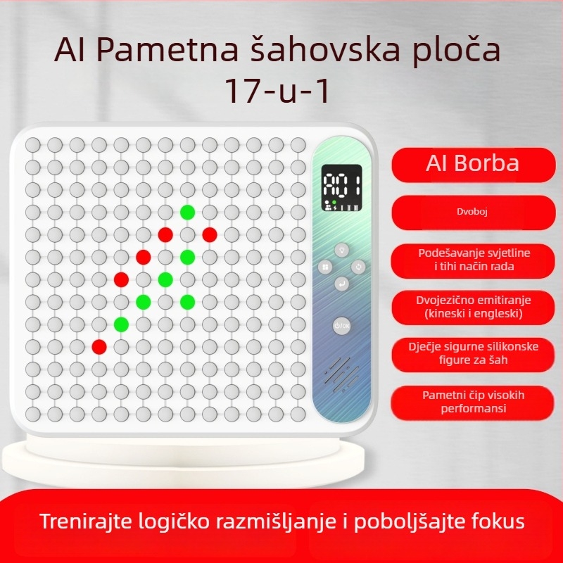 AI-pokretna 17-in-1 višenamjenska elektronička ploča za šah Gomoku, Go i Tic-Tac-Toe – edukativna igračka za djecu