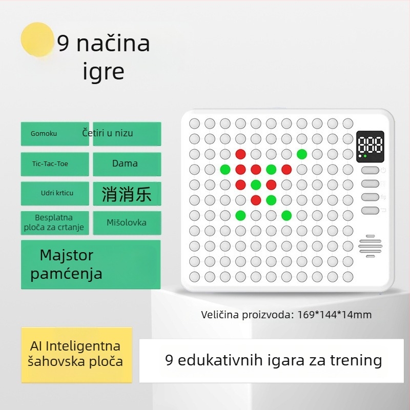 AI-pokretna 17-in-1 višenamjenska elektronička ploča za šah Gomoku, Go i Tic-Tac-Toe – edukativna igračka za djecu