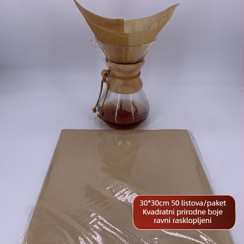 Chemex četvrtasti ravni filtr papir za kavu, prethodno sklopljen, za kućnu upotrebu, oblik polumjeseca za zajedničku posudu