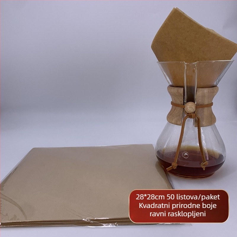 Chemex četvrtasti ravni filtr papir za kavu, prethodno sklopljen, za kućnu upotrebu, oblik polumjeseca za zajedničku posudu