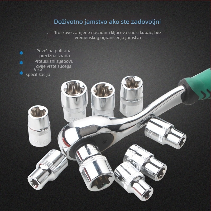Sky rat Set utičnih glavica promjera 1/2 inča, 9 komada, hexagonalne i zvjezdaste glavice